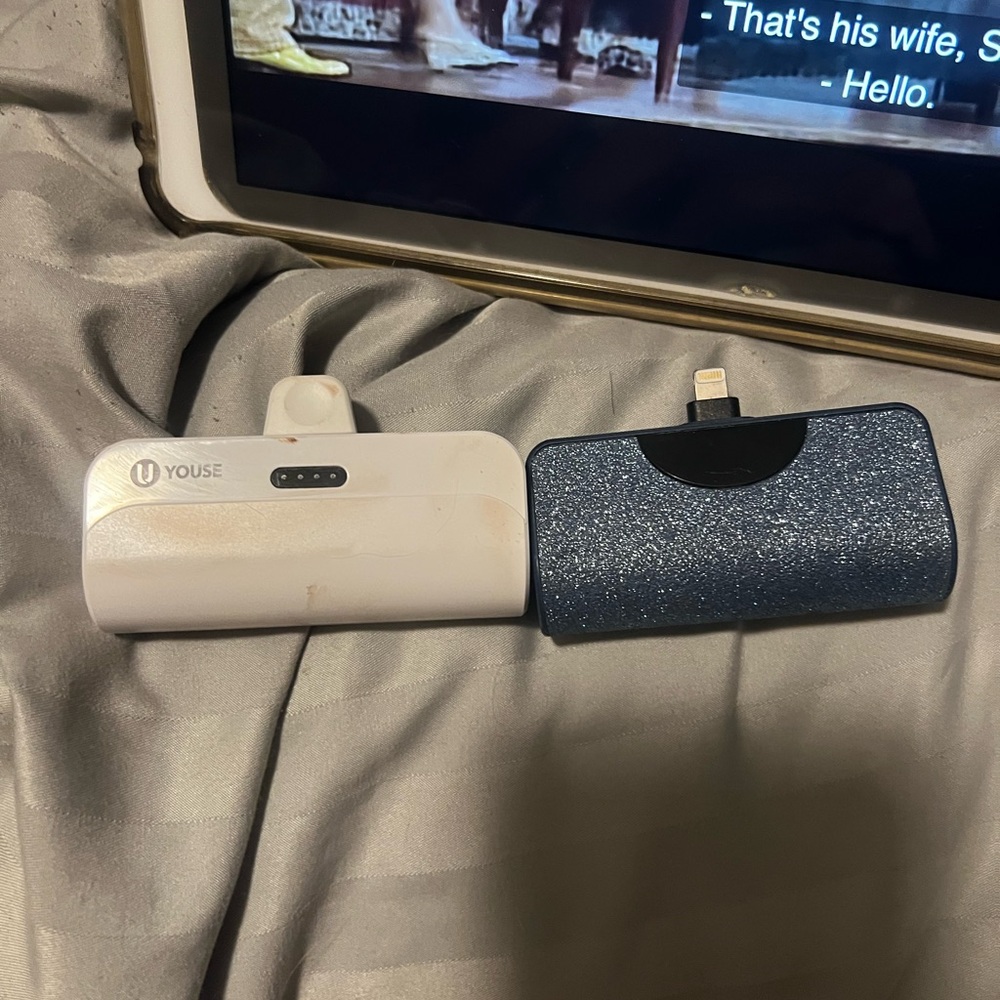 White and Blue Portable Chargers